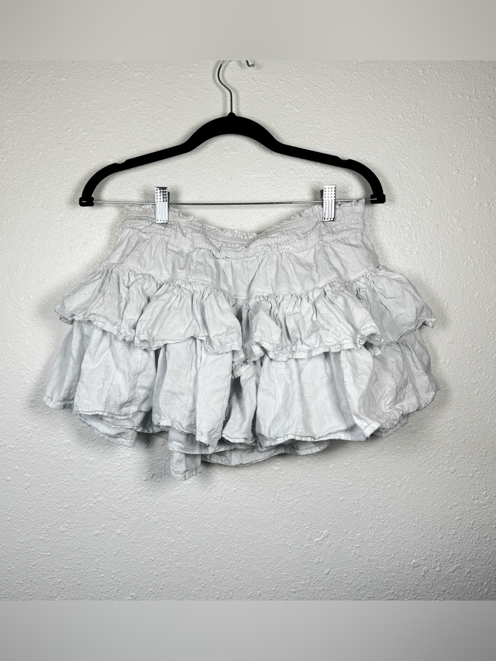 White Tiered Cotton Ruffle Mini Skirt  Midi L cottagecore preppy boho coastal